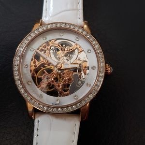Anne Klein Ladies Skeleton Dial Watch